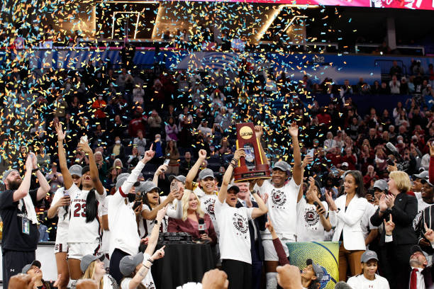 South Carolina Gamecocks celebrate winning the championship during the Women's Final 