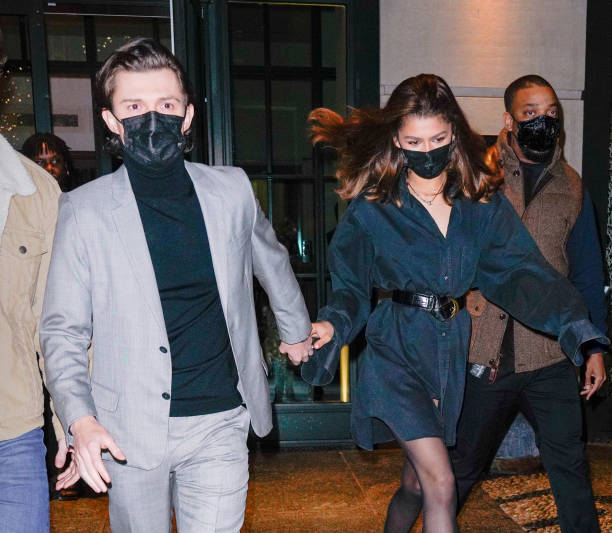 Tom Holland and Zendaya are seen departing their hotel on February 16, 2022