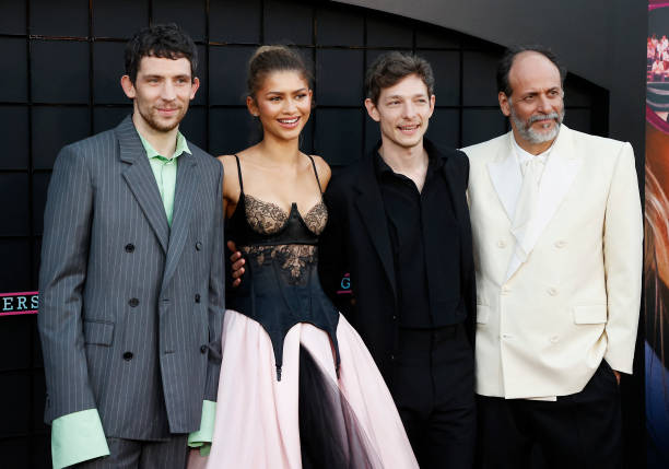 British actor Josh O'Connor, US actress Zendaya, US actor Mike Faist and Italian filmmaker Luca Guadagnino attend the premiere of "Challengers" 