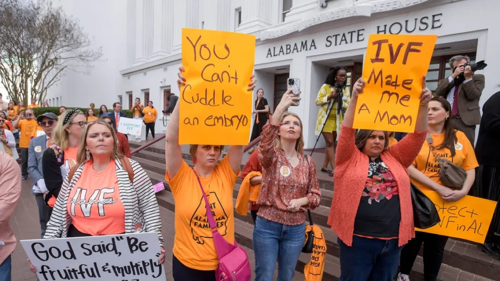 Protesters rally in support of in vitro fertilization legislation