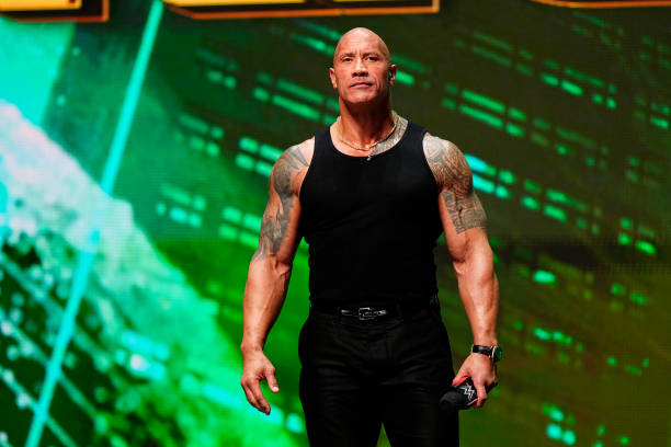 Dwayne "The Rock" Johnson, Ten-Time WWE World Champion during the WWE Wrestlemania XL Kickoff on February 08, 2024