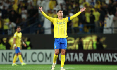 Cristiano Ronaldo of Al Nassr celebrates his team's second goal,