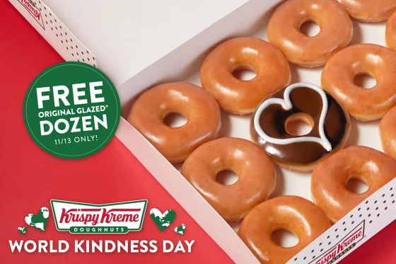 Krispy Kreme Gives Free Doughnuts for World Kindness Day.

