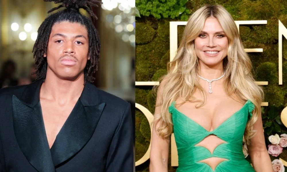 Henry Samuel, Heidi Klum’s son, makes his runway debut at Paris Haute Couture Fashion Week, opening the Lena Erziak show in a sleek black pantsuit.