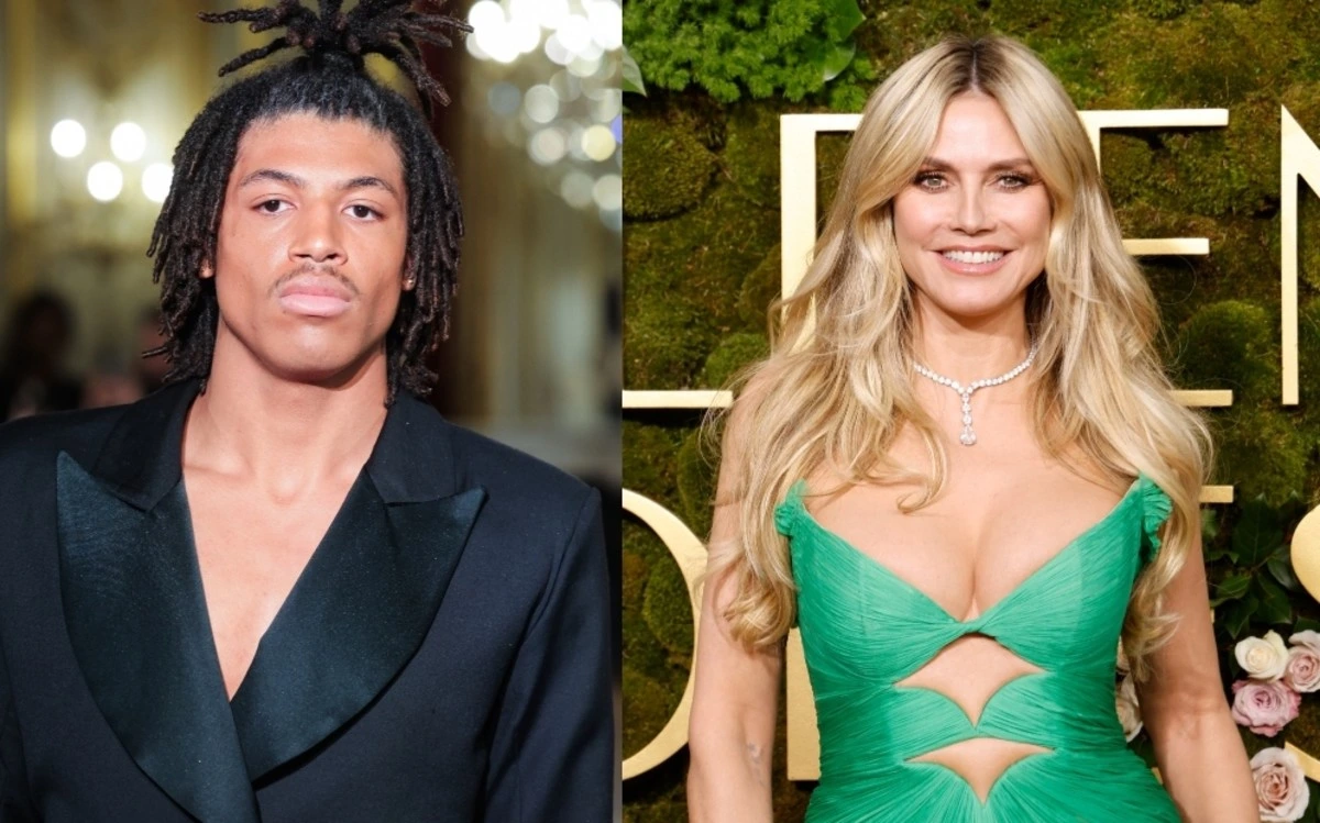 Henry Samuel, Heidi Klum’s son, makes his runway debut at Paris Haute Couture Fashion Week, opening the Lena Erziak show in a sleek black pantsuit.